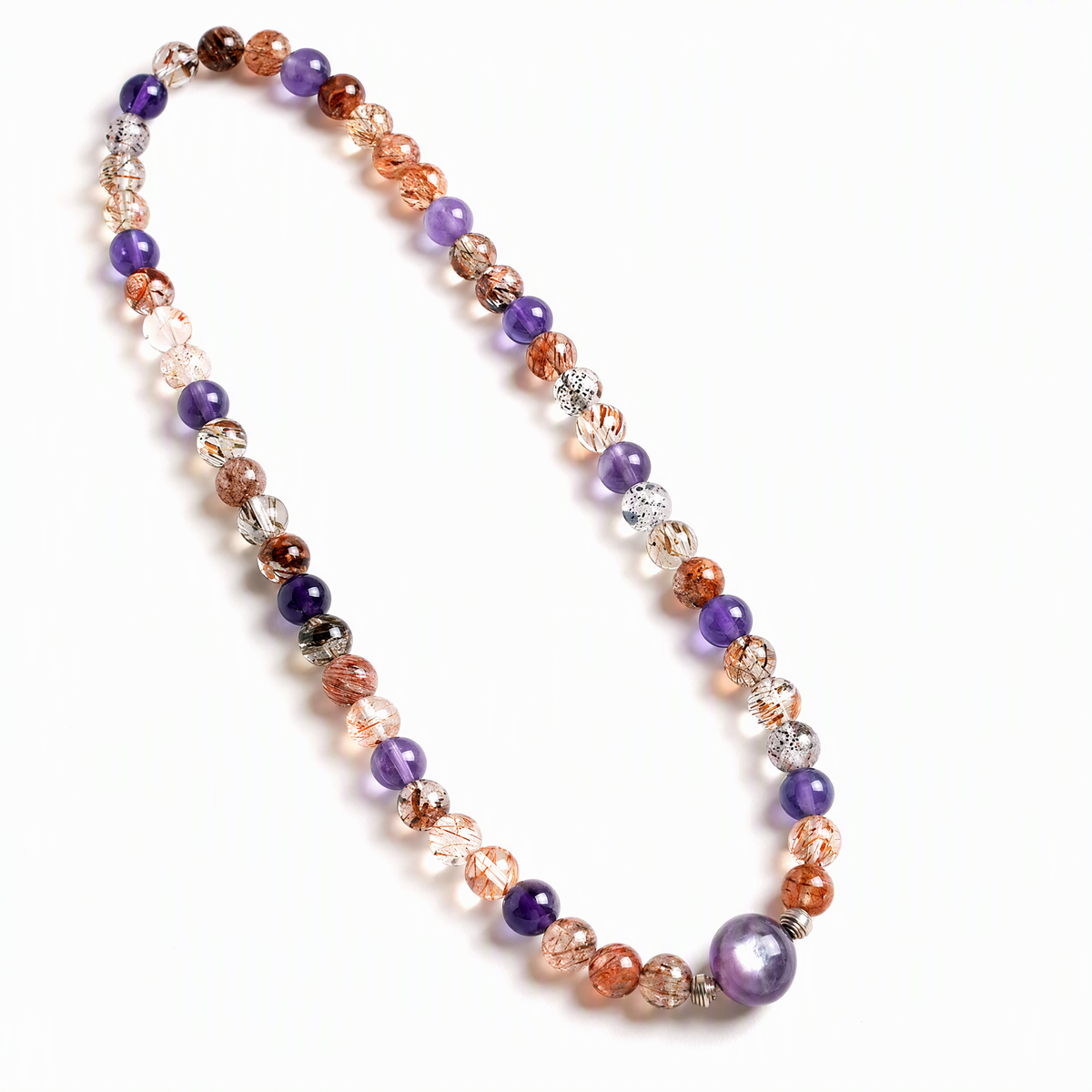 Purple Super Seven & Lepidolite Bracelet – 6mm Purple Crystal Jewelry