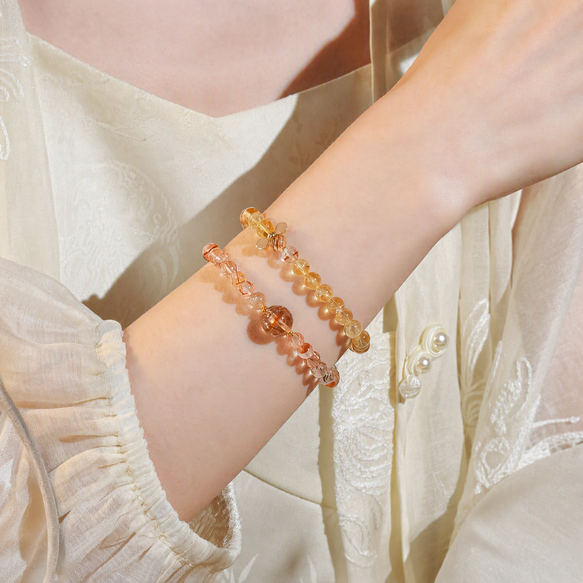 Citrine & Black Gold Super Seven Double-Wrap Bracelet