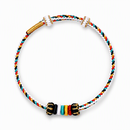 Five Elements Woven Red String Bracelet – Adjustable Chinese-Inspired Good Luck Bracelet