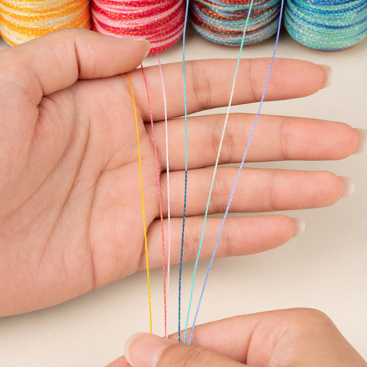 100m 6-Ply Waxed Cord for Bracelet Making – 0.5mm Starry Multicolor Thread
