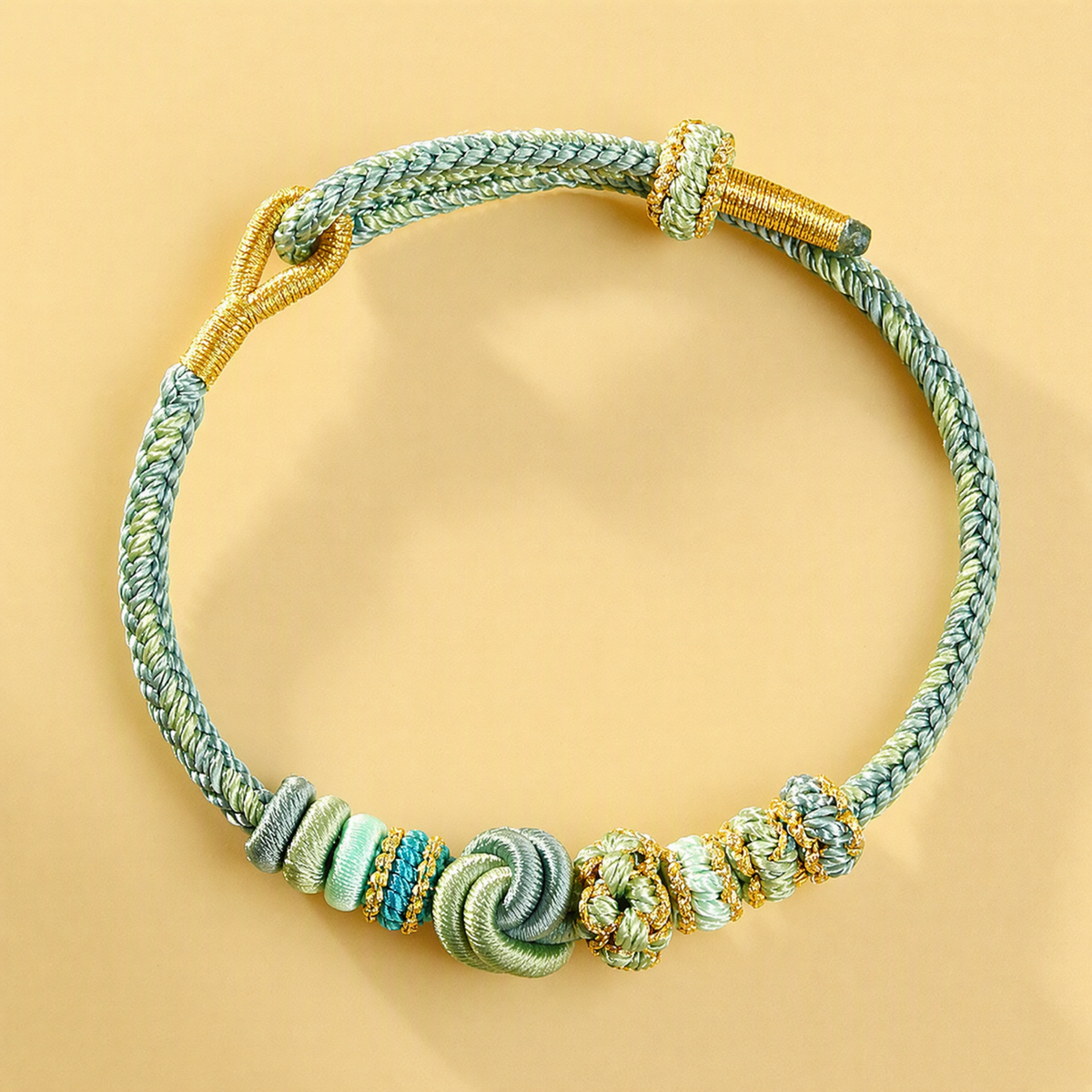 DIY Chinese Knot Woven Bracelet – Adjustable Peach Blossom & Lucky Knot Bead Bracelet