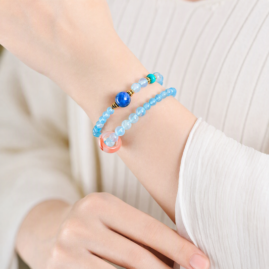 Aquamarine & Blue Kyanite Double-Wrap Bracelet – 6mm Gemstone Beads