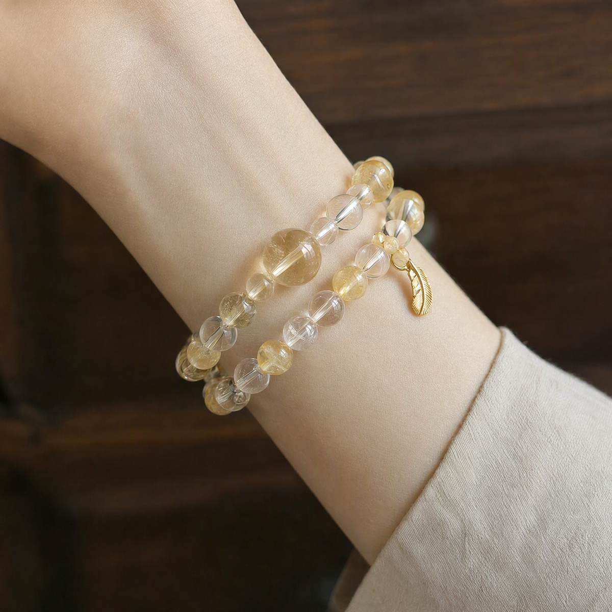 Clear Quartz & Citrine Multi-Layer Bracelet – Natural Crystal Jewelry