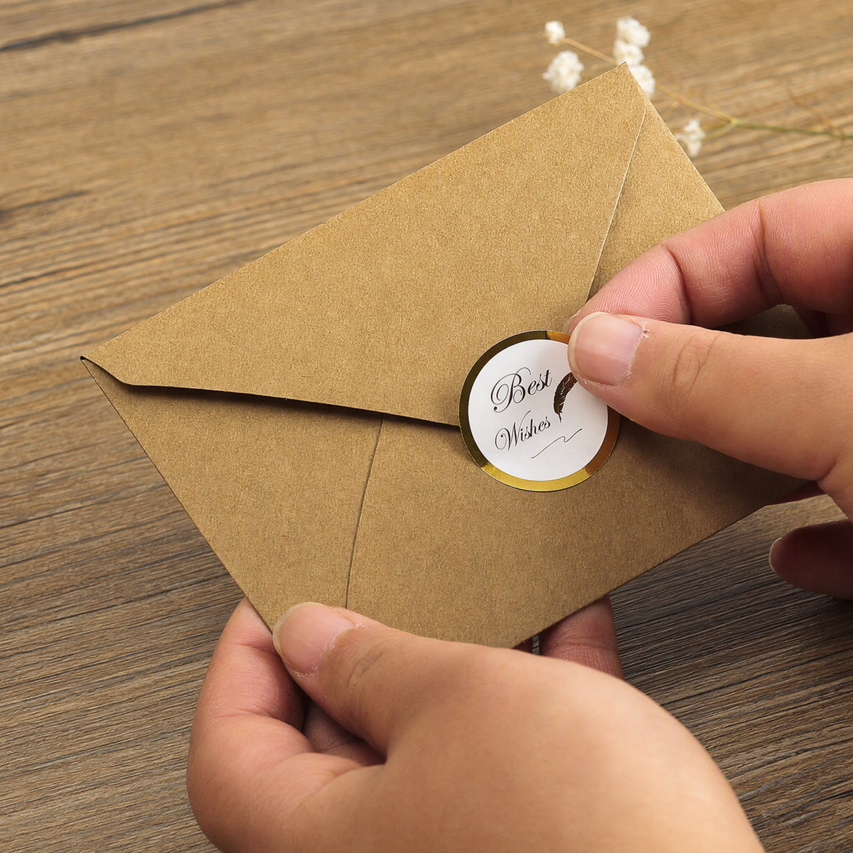 Vintage Greeting Cards with Kraft Envelopes & Gold Foil Seals – 6 Designs