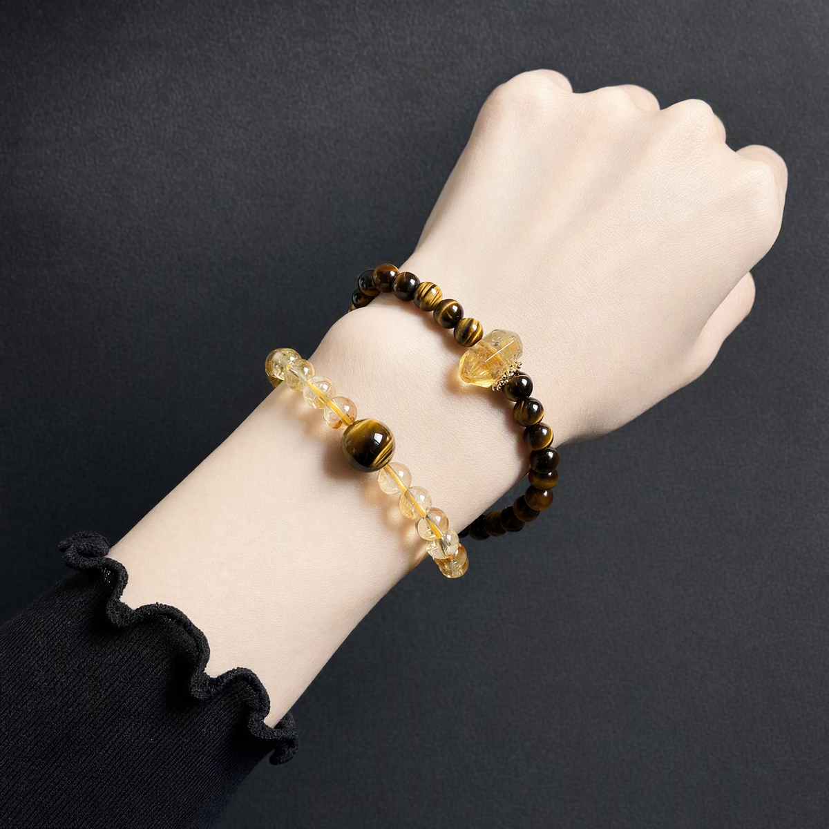 Tiger’s Eye & Citrine Double-Wrap Bracelet – Natural Crystal Jewelry