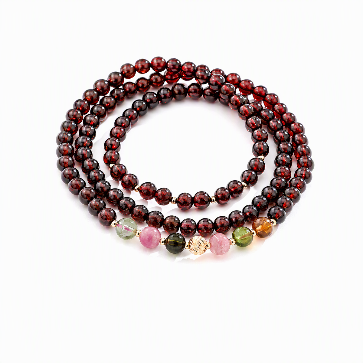 Garnet & Tourmaline Layered Bracelet – January Birthstone Jewelry