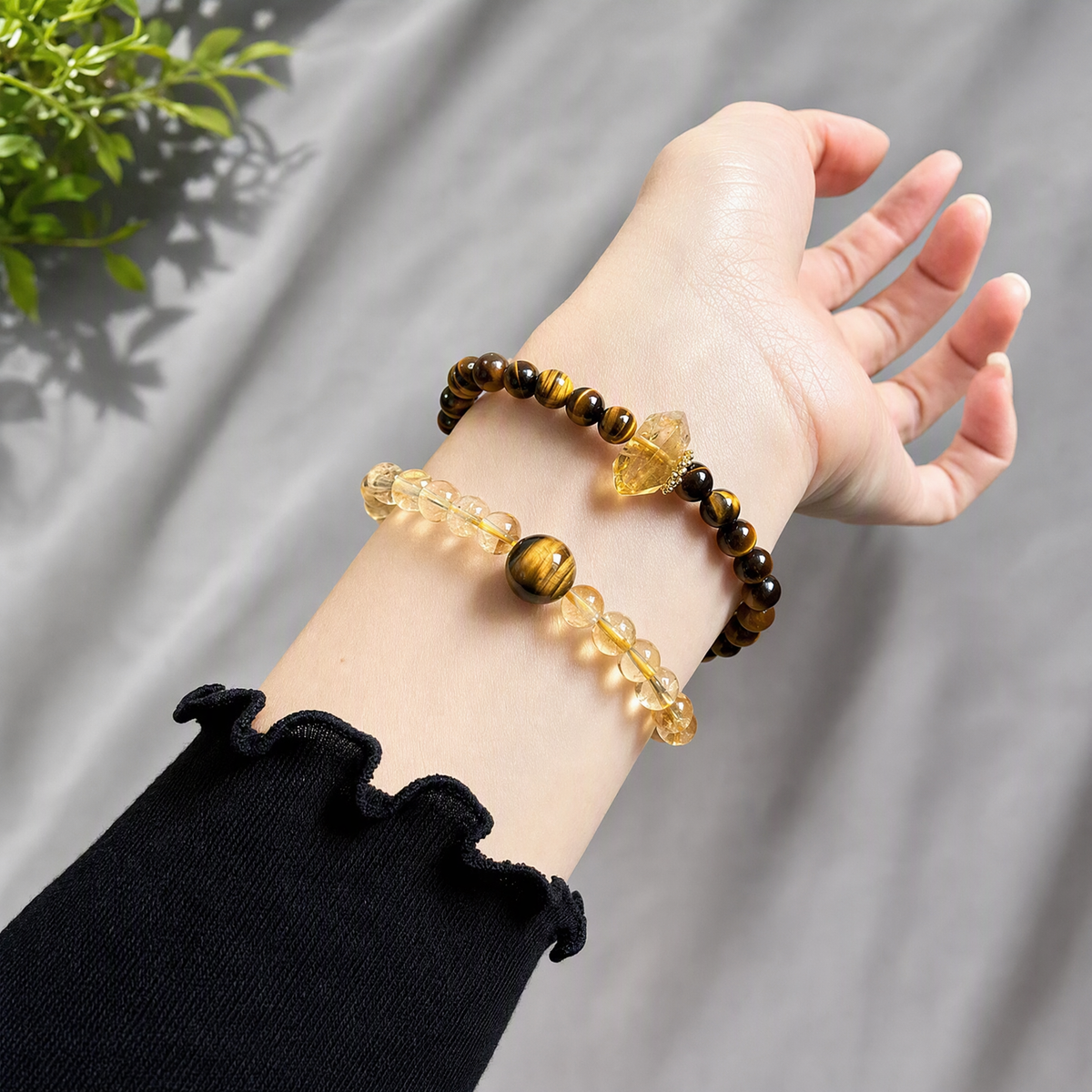 Tiger’s Eye & Citrine Double-Wrap Bracelet – Natural Crystal Jewelry