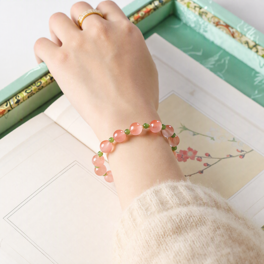 Nanhong Agate & Green Jade Bracelet – Mixed Bead Design