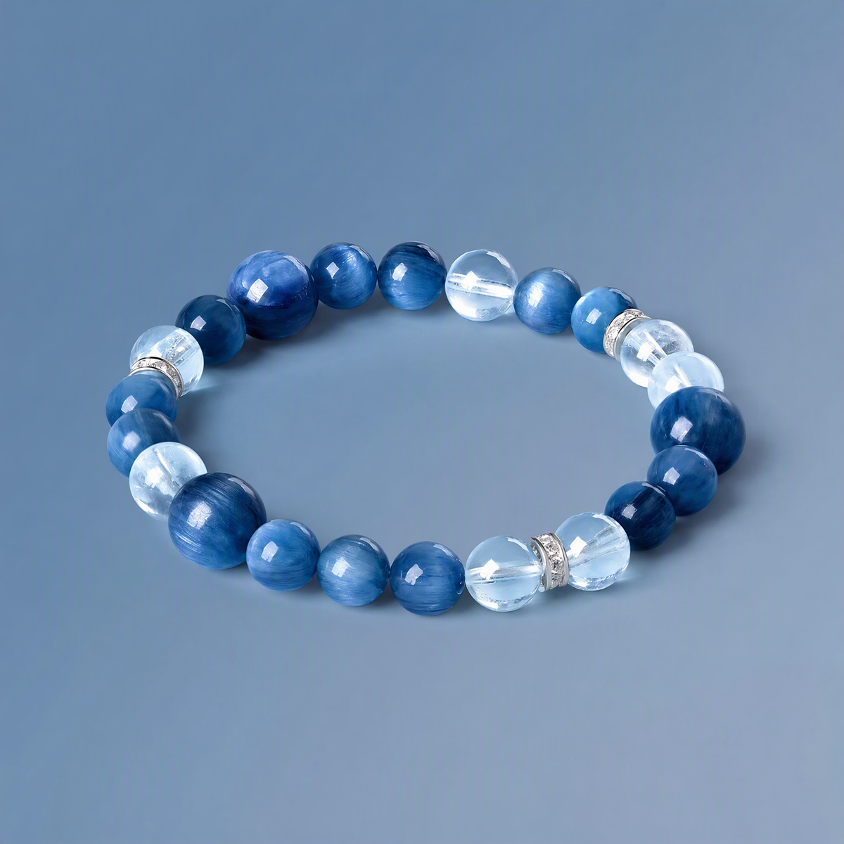 Natural Kyanite & Aquamarine Crystal Bracelet for Women – Blue Gemstone Jewelry