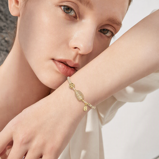 Couple Pixiu Bracelets with Golden Rutilated Quartz – Matching Black & Gold Woven Bracelets