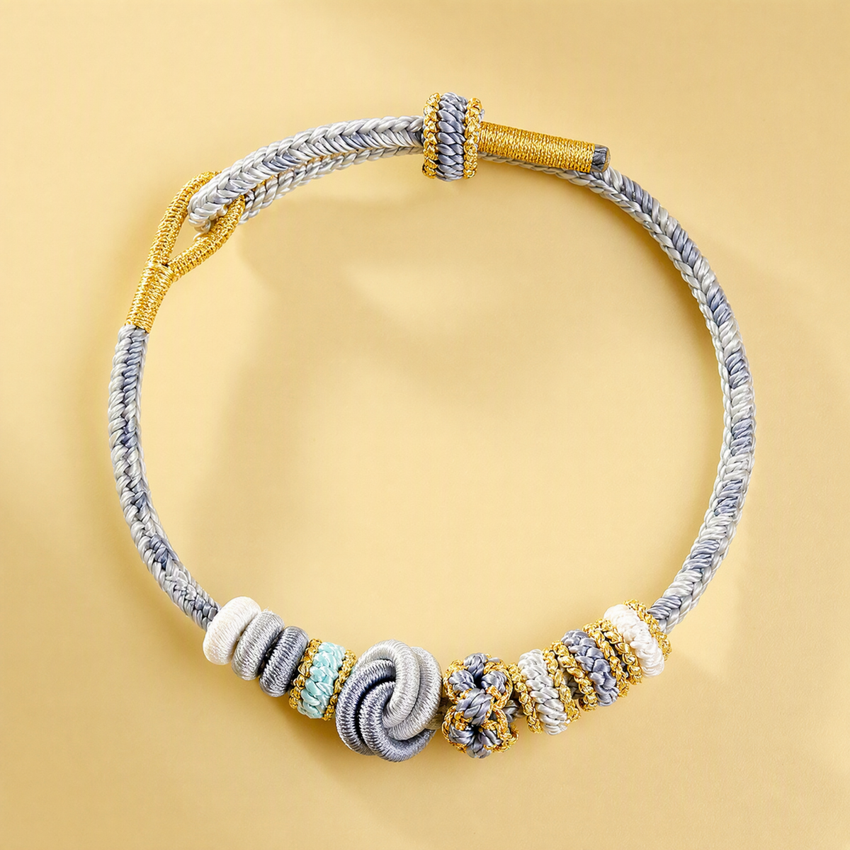 DIY Chinese Knot Woven Bracelet – Adjustable Peach Blossom & Lucky Knot Bead Bracelet