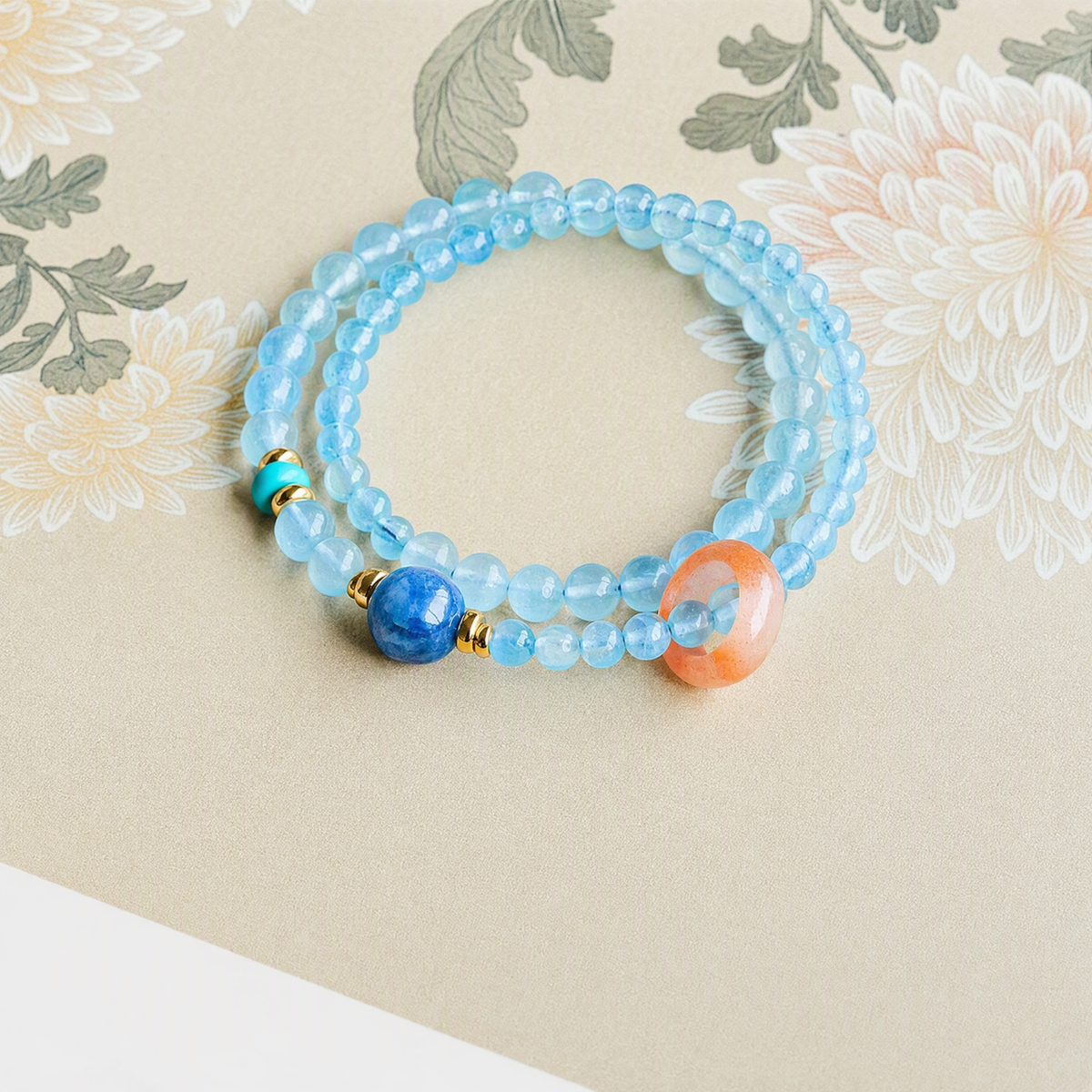 Aquamarine & Blue Kyanite Double-Wrap Bracelet – 6mm Gemstone Beads