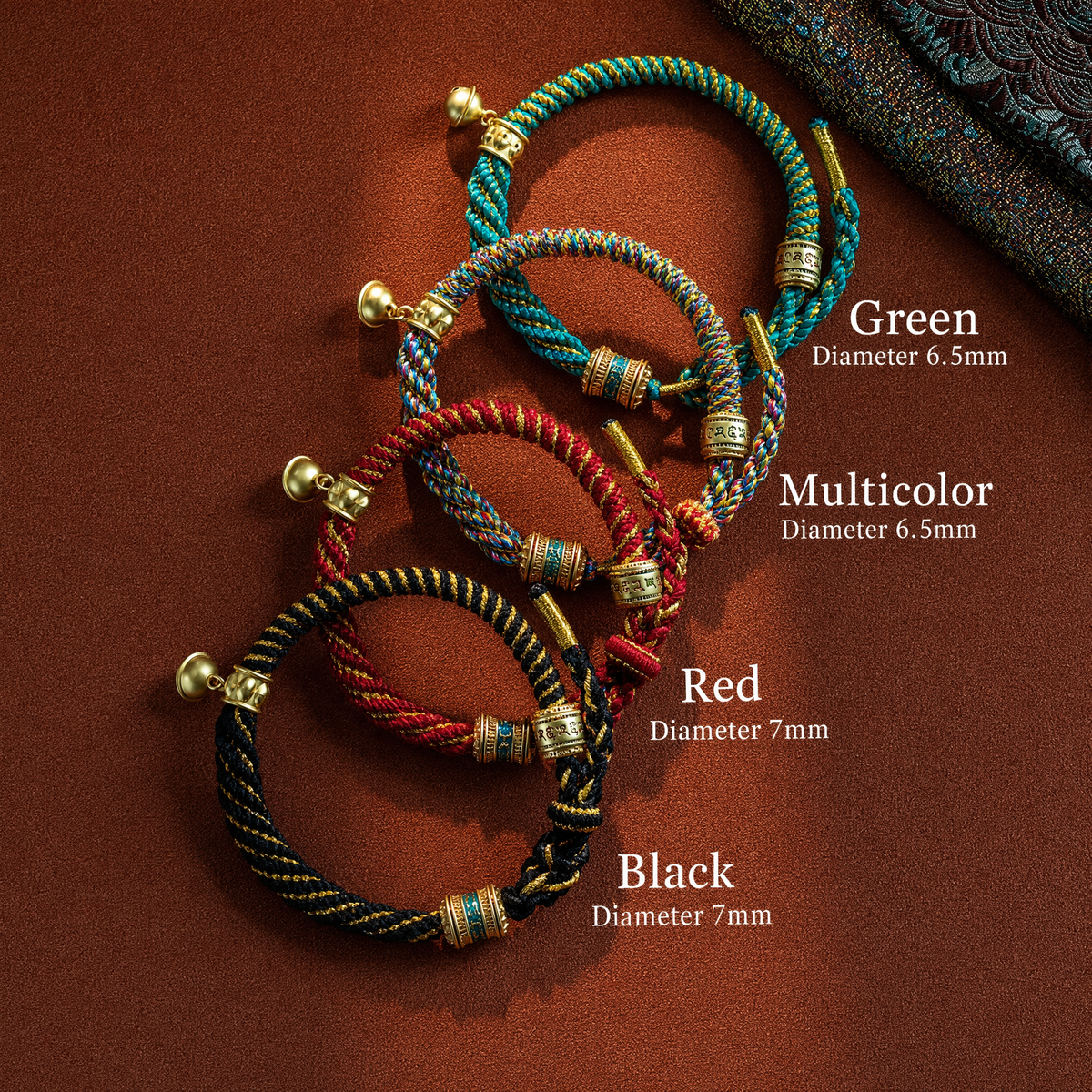 Handwoven Tibetan-Inspired Five-Color Bracelet with Six-Syllable Mantra