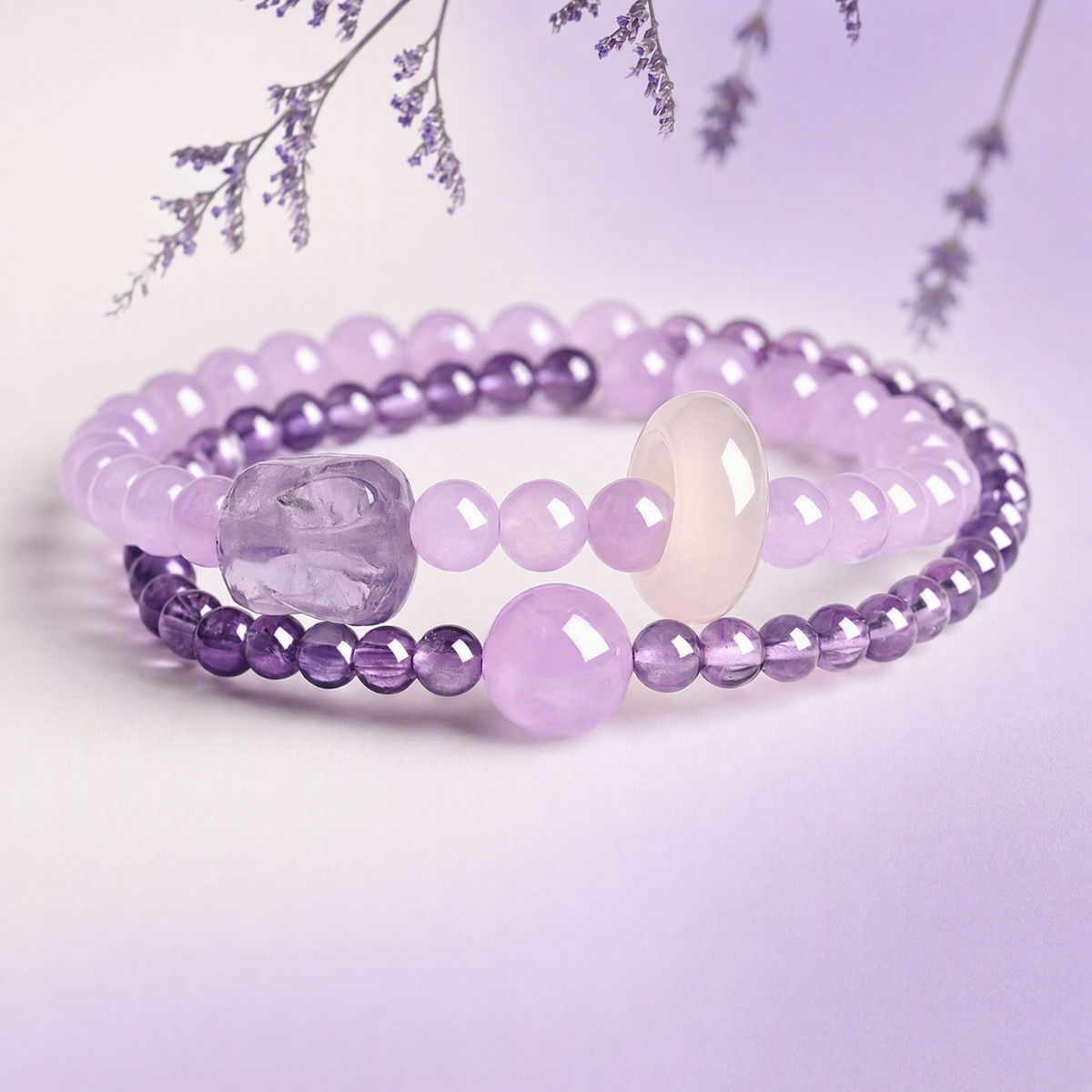 Double-Wrap Crystal Bracelet with Symbolic Charm – 10 Gemstone Designs