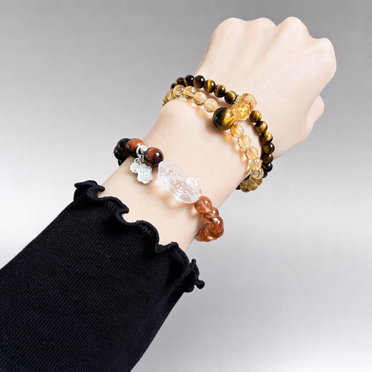 Tiger’s Eye & Citrine Double-Wrap Bracelet – Natural Crystal Jewelry