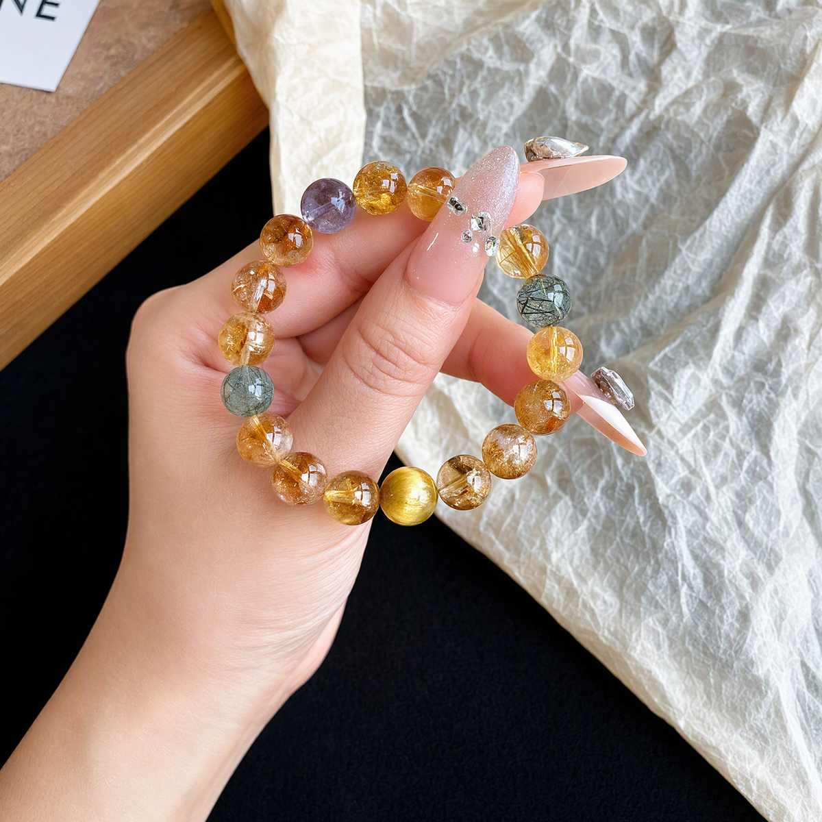 Citrine & Golden Rutilated Quartz Bracelet – Natural Crystal Jewelry
