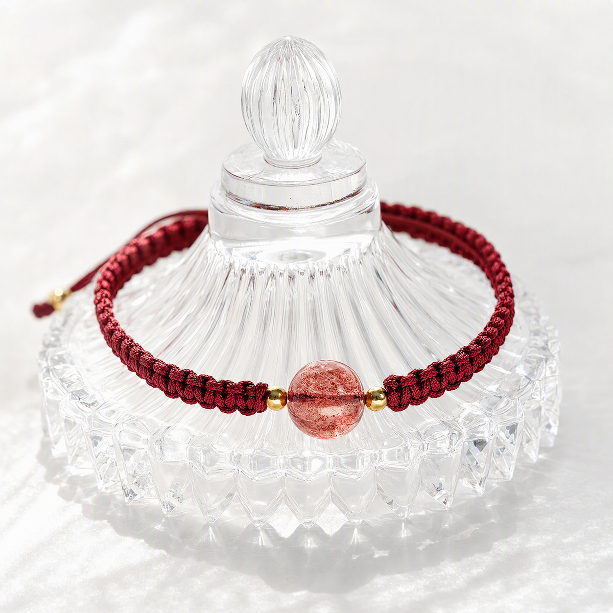 Handwoven Crystal Bracelet – Green Phantom Quartz or Strawberry Quartz