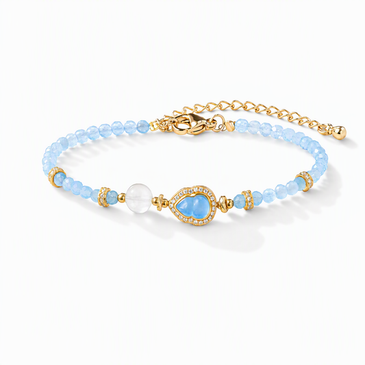 Faceted Gemstone Bracelet with Crystal-Embellished Gourd Charm – 5 Color Options
