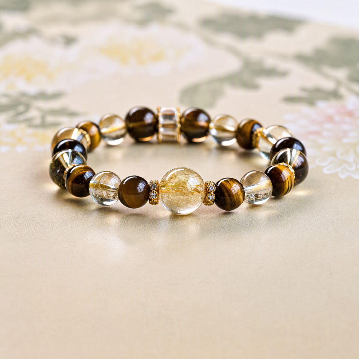 Golden Rutilated Quartz & Citrine Bracelet – Tiger’s Eye and Smoky Quartz