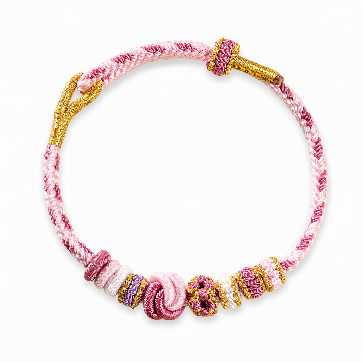 DIY Chinese Knot Woven Bracelet – Adjustable Peach Blossom & Lucky Knot Bead Bracelet