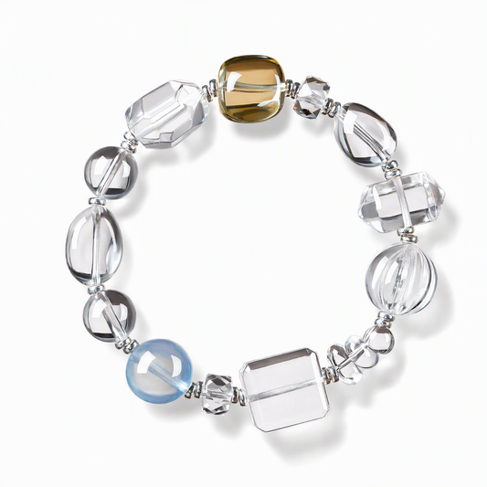 Natural Clear Quartz Crystal Bracelet with Aquamarine & Citrine – Lucky Gemstone Bracelet for Women