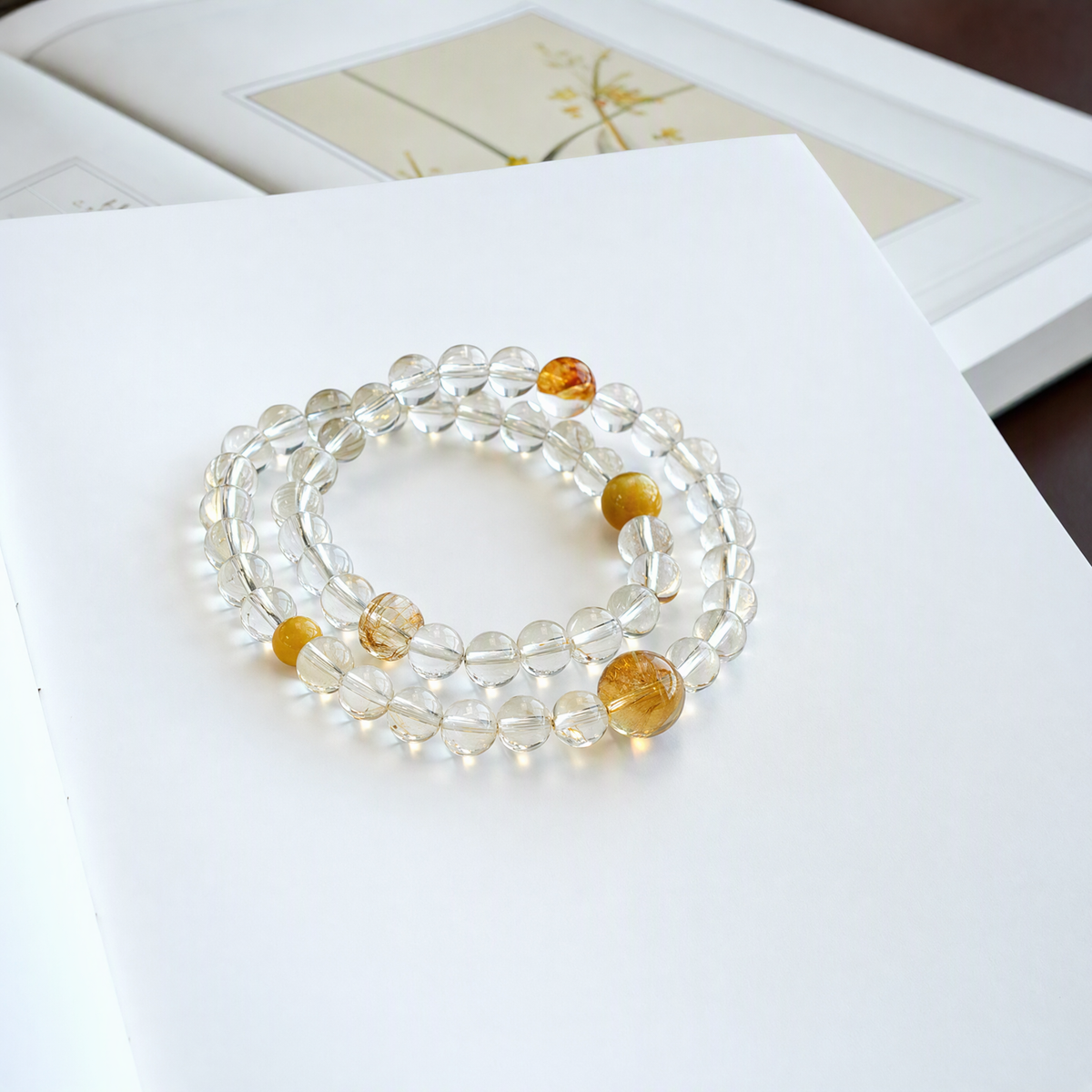 Natural Citrine & Tiger's Eye Double-Wrap Crystal Bracelet – Mixed Gemstones