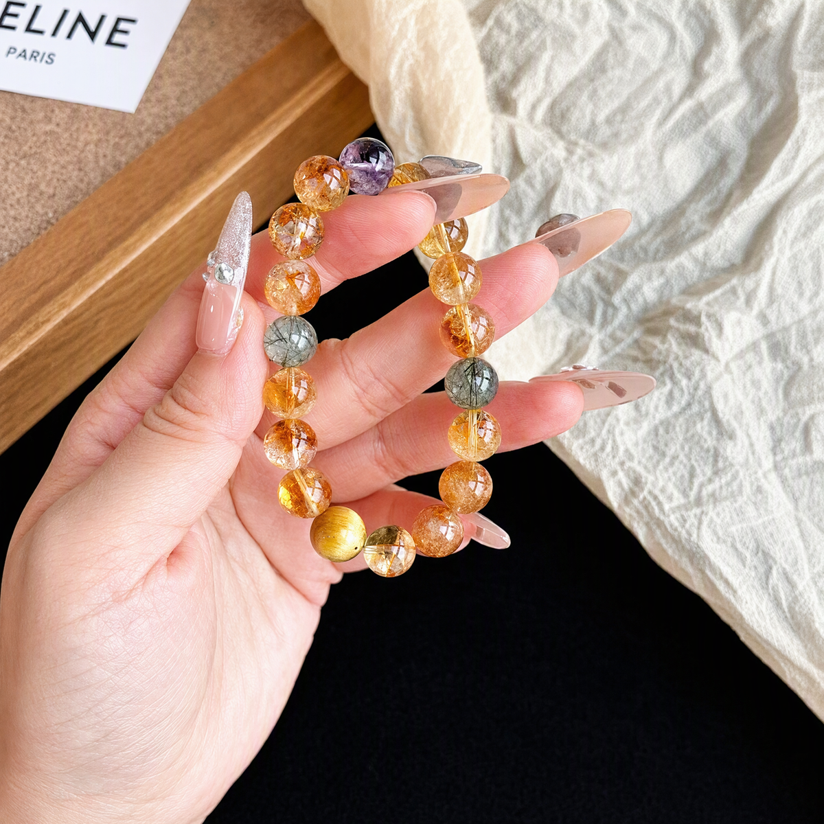 Citrine & Golden Rutilated Quartz Bracelet – Natural Crystal Jewelry