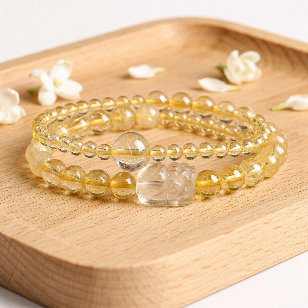 Double-Wrap Crystal Bracelet with Symbolic Charm – 10 Gemstone Designs