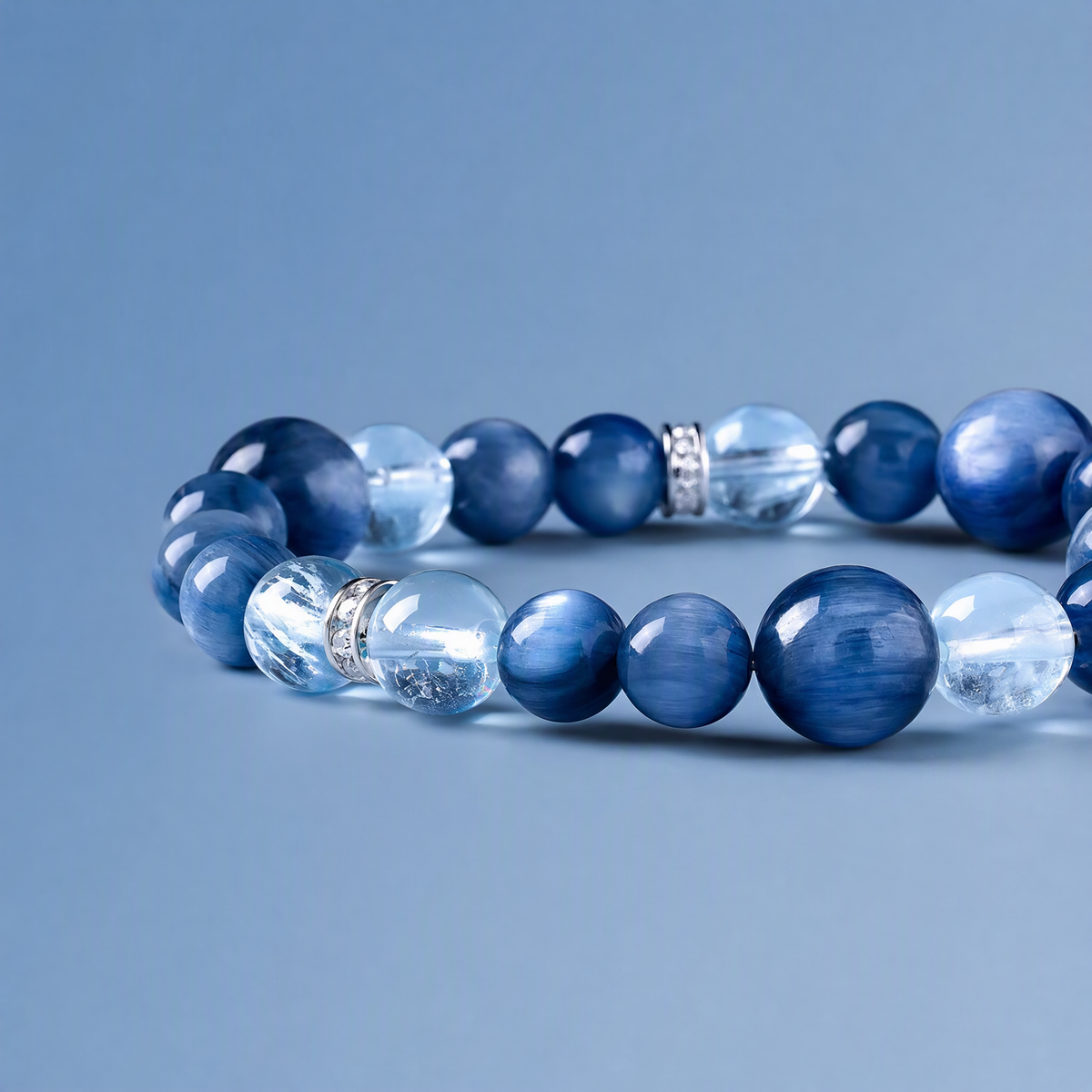 Natural Kyanite & Aquamarine Crystal Bracelet for Women – Blue Gemstone Jewelry