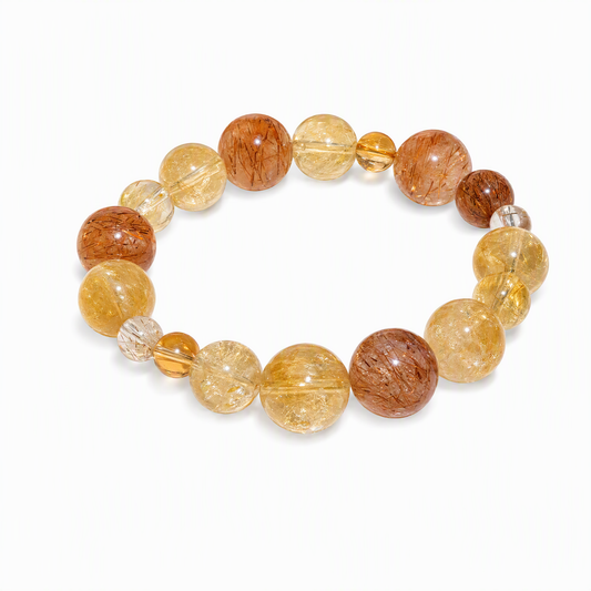 Yellow Citrine & Black Gold Super Seven Crystal Bracelet – Chinese-Inspired Gemstone Jewelry