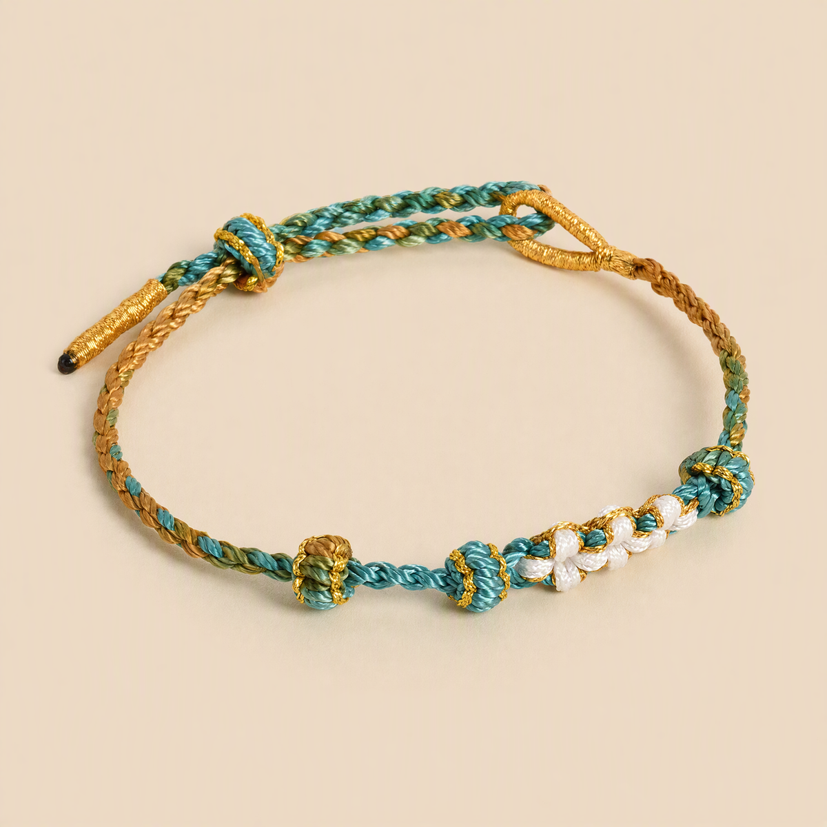 DIY Peach Blossom Knot Bracelet Base – Adjustable Woven String for Custom Beaded Jewelry