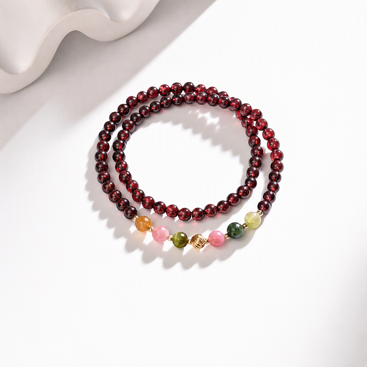 Garnet & Tourmaline Layered Bracelet – January Birthstone Jewelry