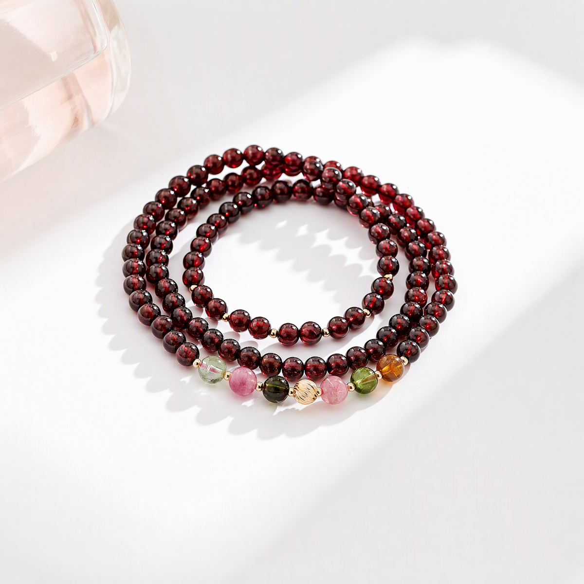 Garnet & Tourmaline Layered Bracelet – January Birthstone Jewelry