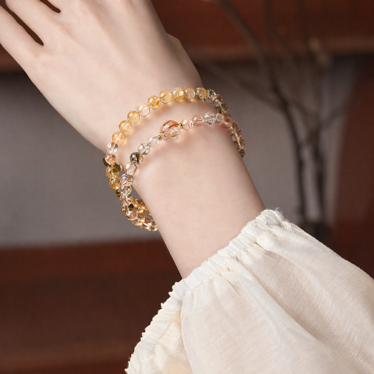 Citrine & Black Gold Super Seven Double-Wrap Bracelet