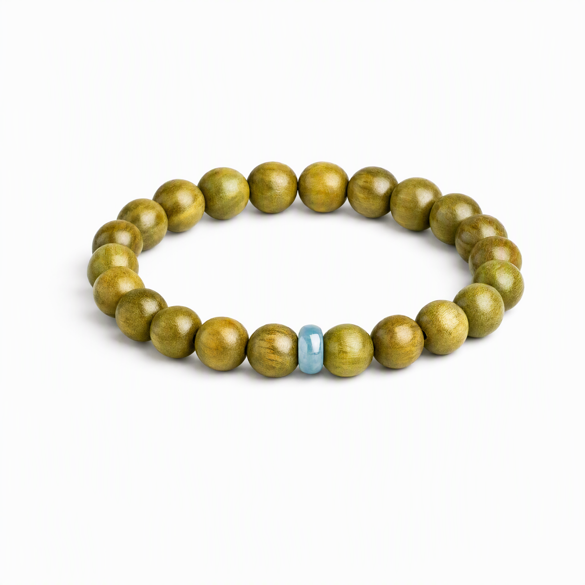 Natural Green Sandalwood & Blue Jade Bracelet – Five Elements Inspired