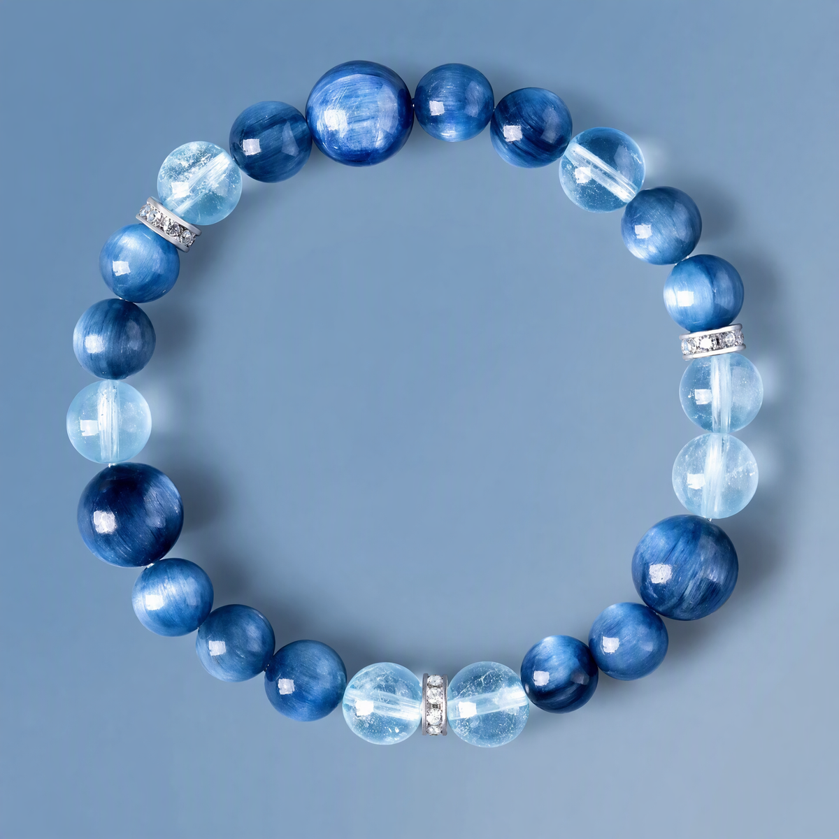 Natural Kyanite & Aquamarine Crystal Bracelet for Women – Blue Gemstone Jewelry
