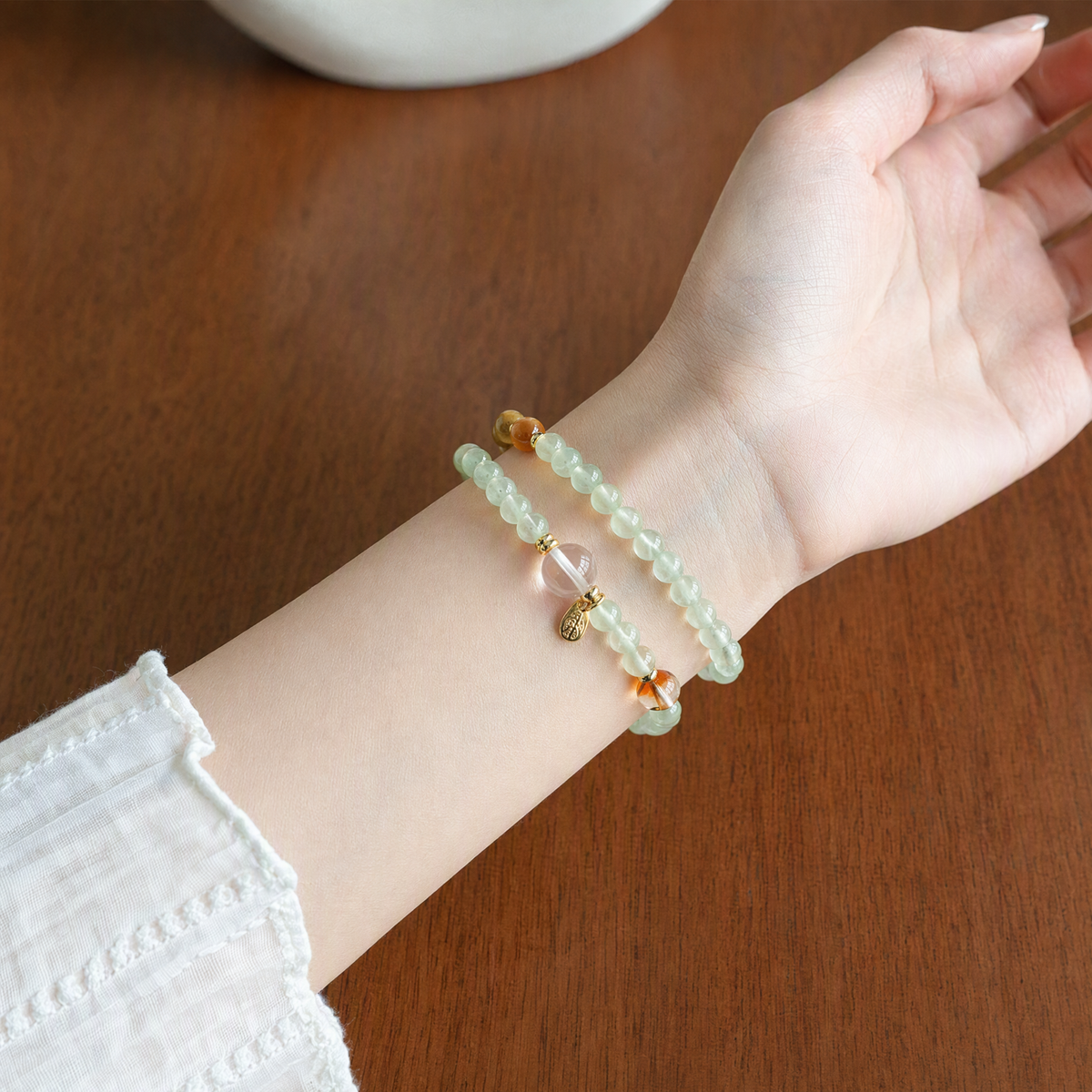 Prehnite, Citrine & Golden Tiger’s Eye Multi-Wrap Bracelet – 5mm Beads