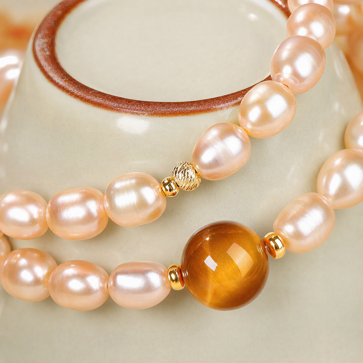 Freshwater Pearl & Golden Tiger’s Eye Multi-Wrap Bracelet