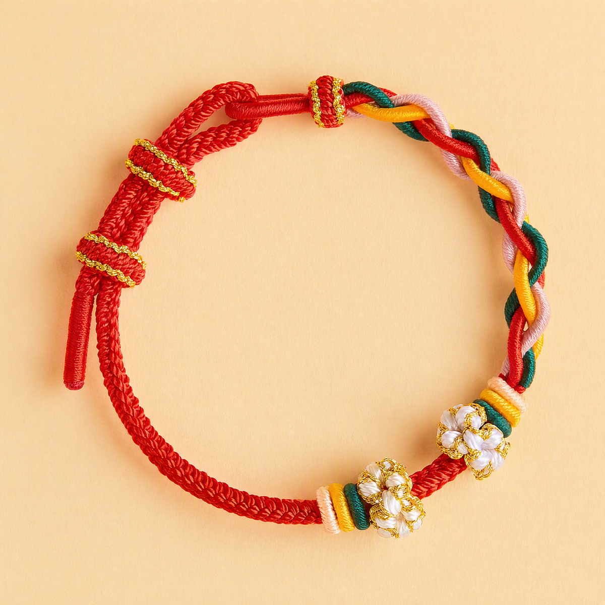 Adjustable DIY Woven Bracelet Base – Minimalist Bead-Compatible Lucky String Bracelet
