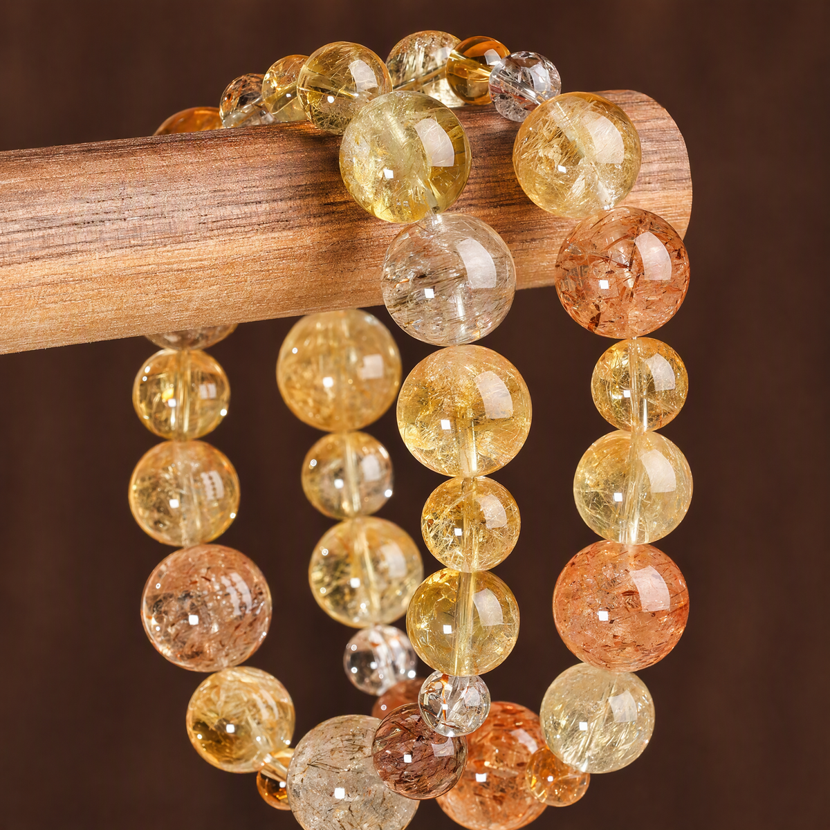 Yellow Citrine & Black Gold Super Seven Crystal Bracelet – Chinese-Inspired Gemstone Jewelry