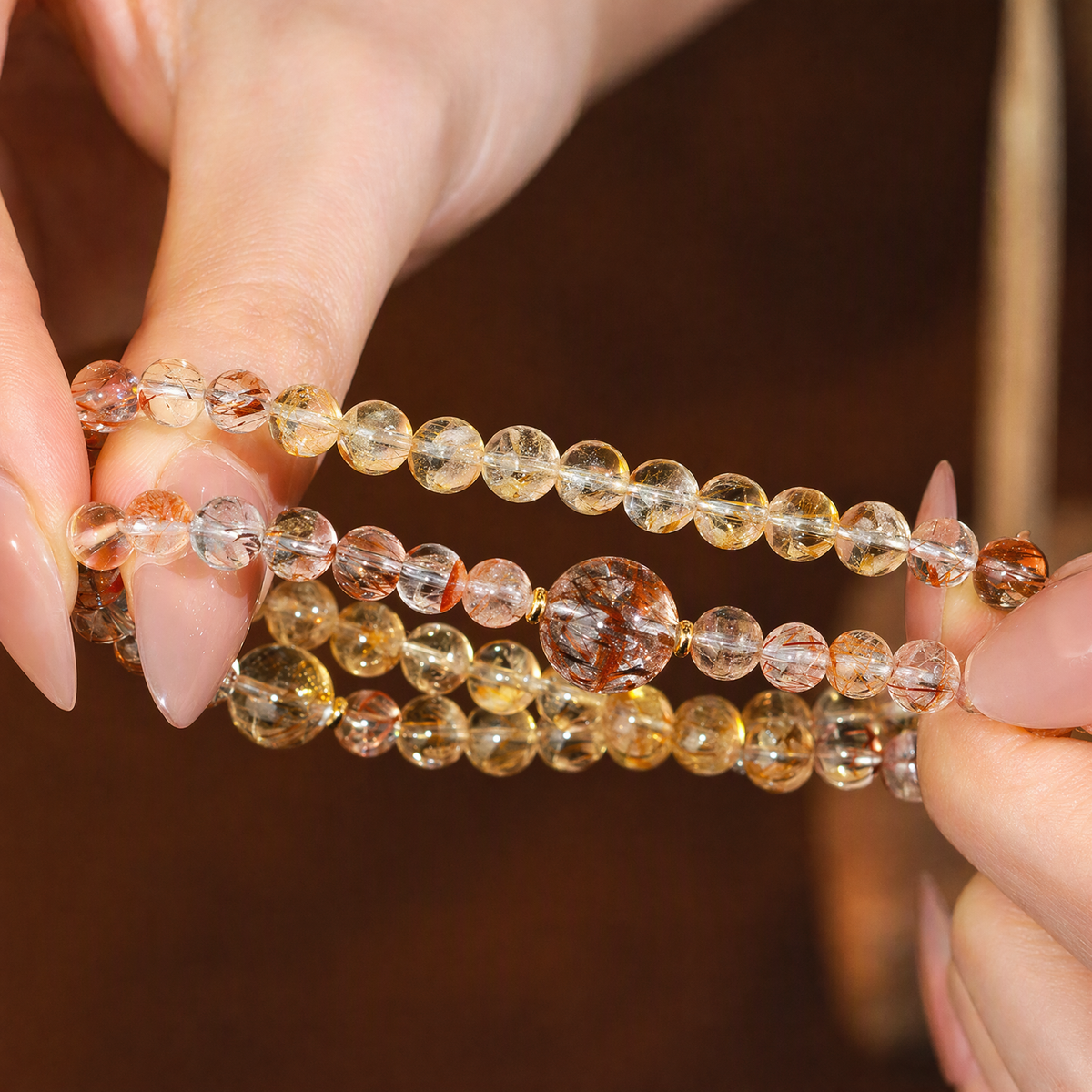 Citrine & Black Gold Super Seven Double-Wrap Bracelet