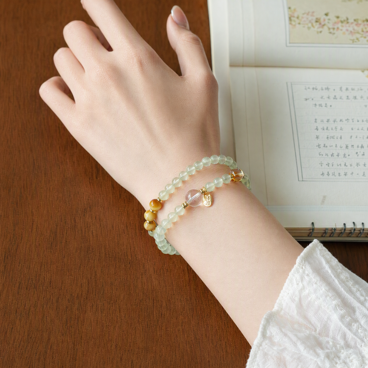 Prehnite, Citrine & Golden Tiger’s Eye Multi-Wrap Bracelet – 5mm Beads