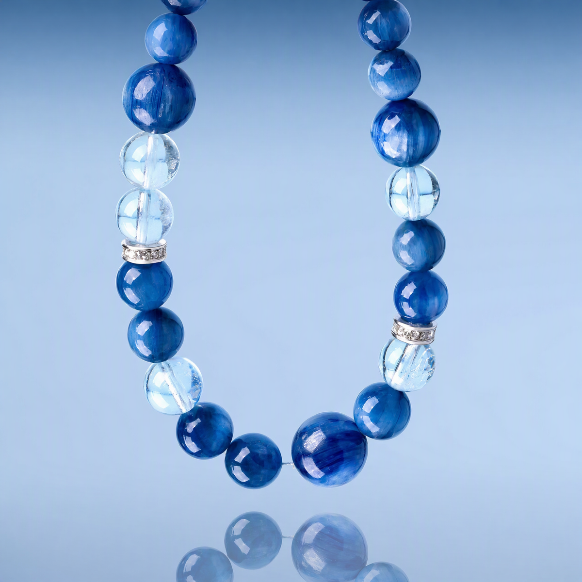 Natural Kyanite & Aquamarine Crystal Bracelet for Women – Blue Gemstone Jewelry
