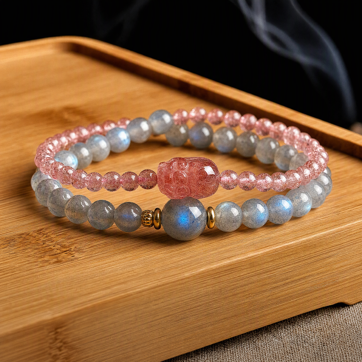 Double-Wrap Crystal Bracelet with Symbolic Charm – 10 Gemstone Designs