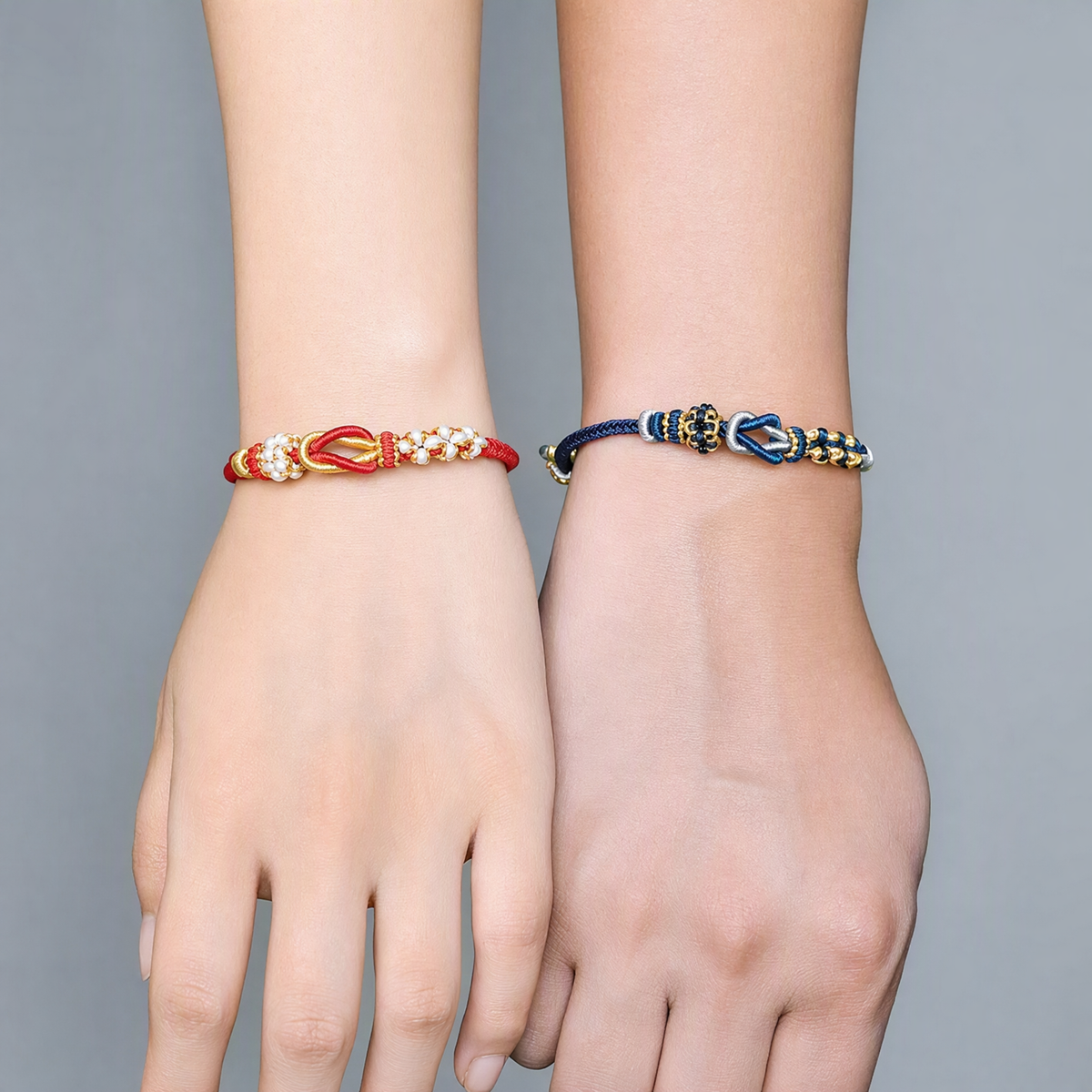 DIY Couple Woven Bracelet – Adjustable Peach Blossom String Bracelet for Custom Beads