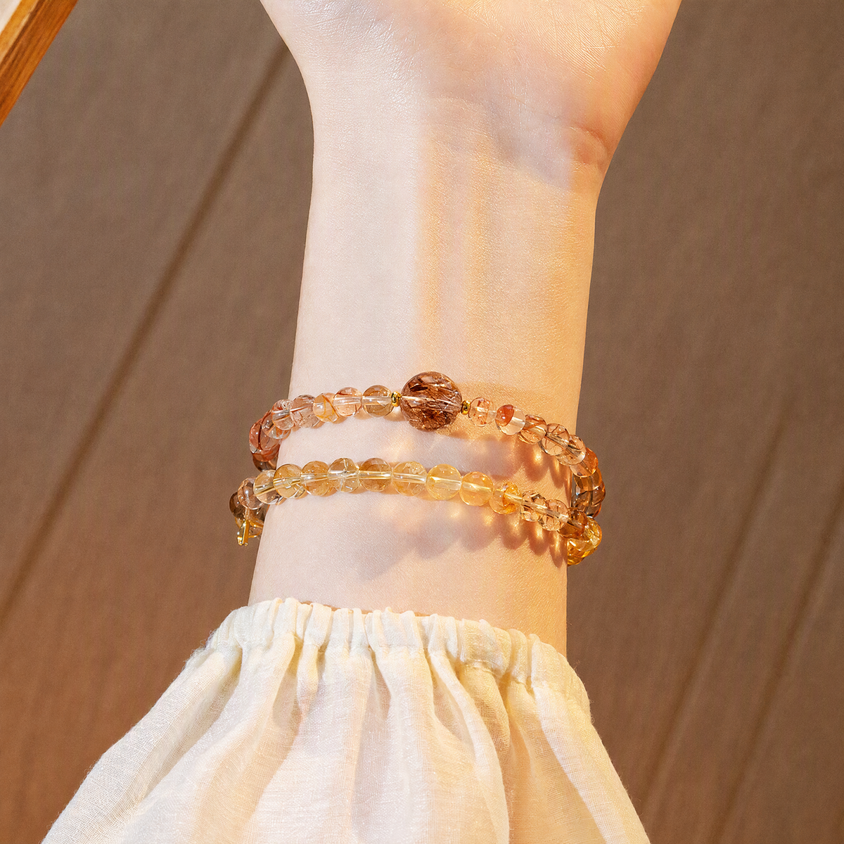 Citrine & Black Gold Super Seven Double-Wrap Bracelet