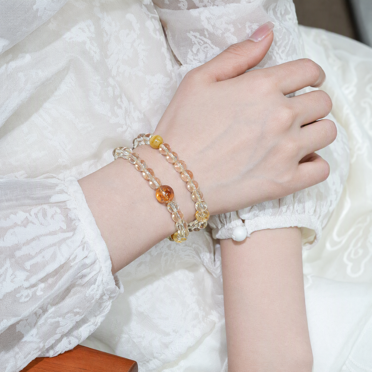 Natural Citrine & Tiger's Eye Double-Wrap Crystal Bracelet – Mixed Gemstones