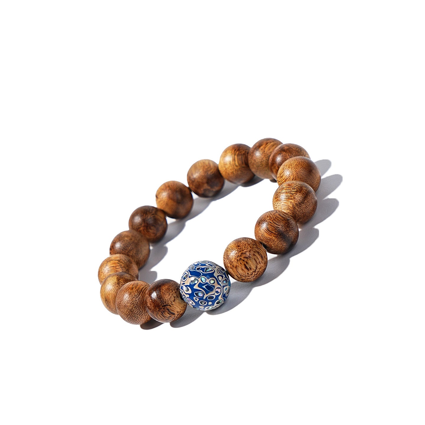 Handmade Small Leaf Red Sandalwood Beaded Bracelet For Men Decorated With Big Lacquer Beads Birthday Gift