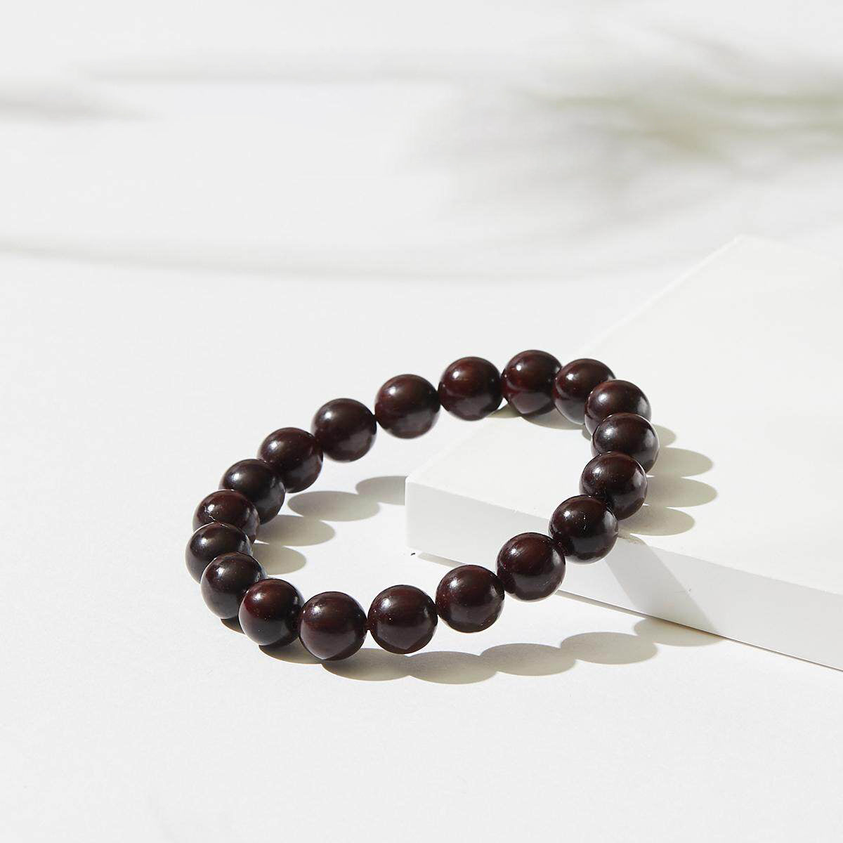 Natural Small Leaf Red Sandalwood Buddhist Prayer Beads Unisex Calming Healing Bracelet Present
