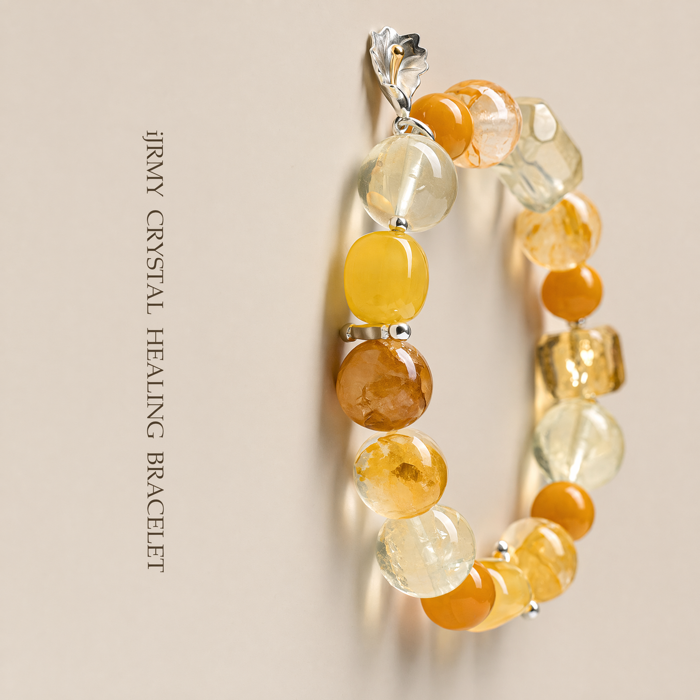 Natural Citrine Amber & Topaz Beaded Bracelet For Women Spiritual Healing Energy Jewelry